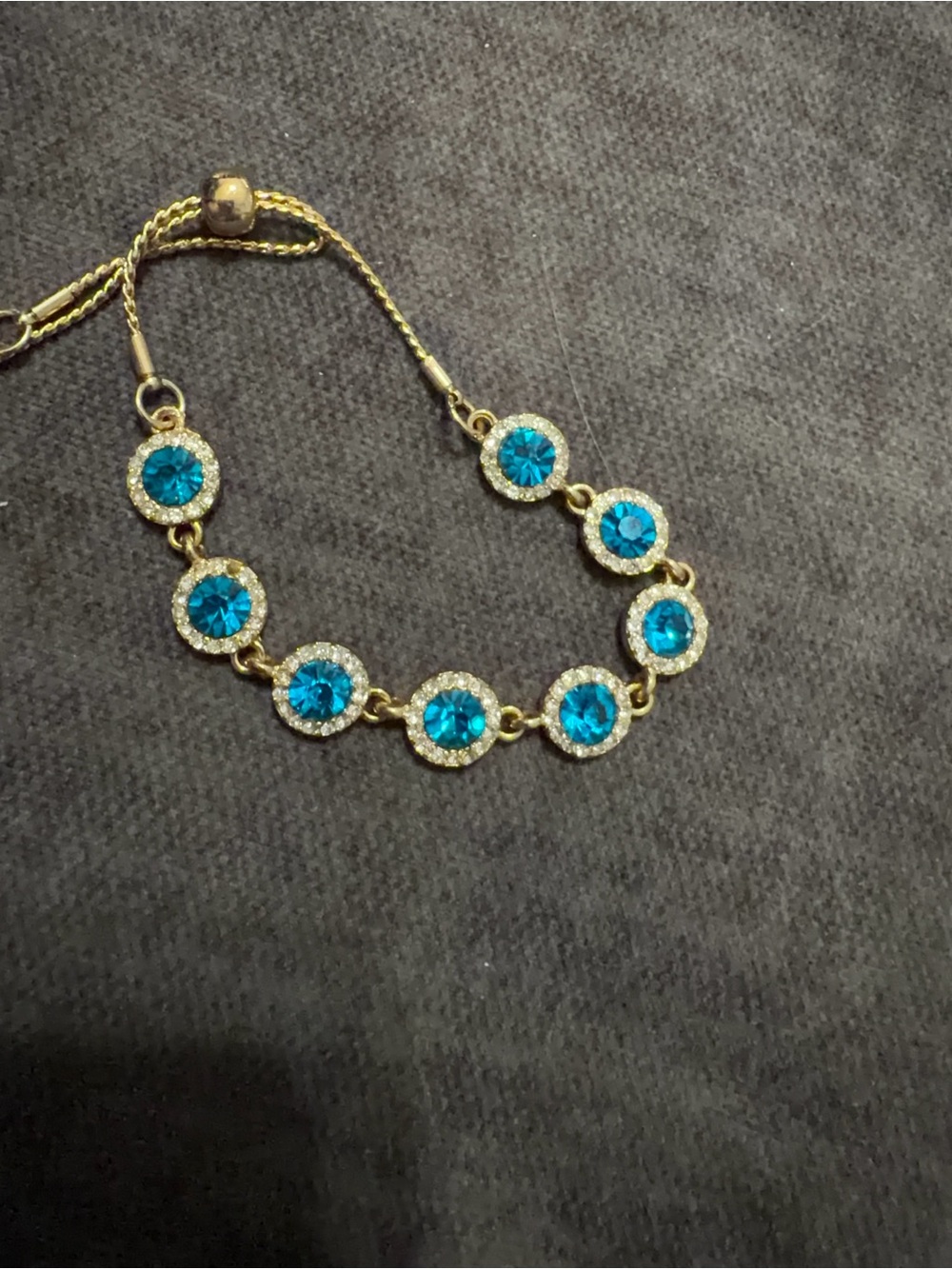 Gold Bracelet with Blue Crystal Accents - Women's Jewelry